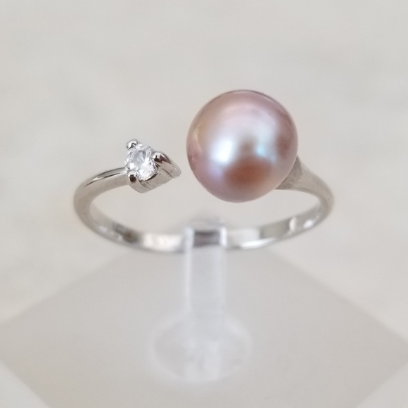 8mm Freshwater Lavender Pearl Open Design Ring